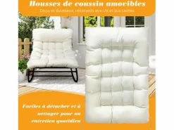 Sillón relax, tumbona de jardín reversible, chaise longue de balcón en acero, 2 plazas con reposapiés,