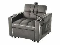 ModernLuxe Sillón retráctil de terciopelo - con portavasos + soporte para teléfono móvil -
