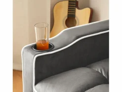 ModernLuxe Sillón retráctil de terciopelo - con portavasos + soporte para teléfono móvil -
