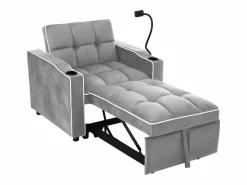 New Sillón retráctil de terciopelo - con portavasos + soporte para teléfono móvil - Sillón Cama