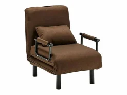 Le roi du relax Sillón Sofá cama plegable individual de tela Deborah - Marrón Marru00f3n