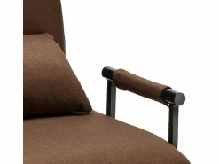 Le roi du relax Sillón Sofá cama plegable individual de tela Deborah - Marrón Marru00f3n