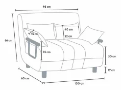 Discount Sillón Sofá Cama Plegable Reposabrazos de tela Deborah Twin Dos Plazas - Sillón Cama