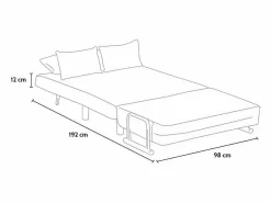 Discount Sillón Sofá Cama Plegable Reposabrazos de tela Deborah Twin Dos Plazas - Sillón Cama