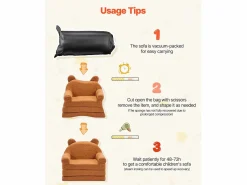 Best Sillón SucceBuy para Niños Convertible 2-en-1, Sofá Cama Plegable y Suave, con Reposabrazos, en Esponja 28D y Tejido Polar, Sofá para Niños Pequeños Marru00f3n