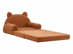 Best Sillón SucceBuy para Niños Convertible 2-en-1, Sofá Cama Plegable y Suave, con Reposabrazos, en Esponja 28D y Tejido Polar, Sofá para Niños Pequeños Marru00f3n