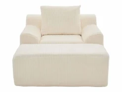 Hauss Spole Sillón tapizado en pana con estribo, bolsillos laterales y cojines -