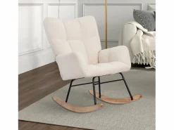 Best Sillón tapizado, estampado de cuadros suaves, para salón, dormitorio, mecedora, capacidad de peso 120 kg, color . Sillón Balancín