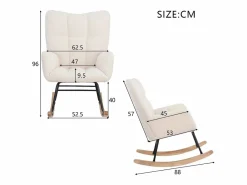 Best Sillón tapizado, estampado de cuadros suaves, para salón, dormitorio, mecedora, capacidad de peso 120 kg, color . Sillón Balancín