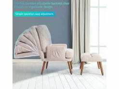Clearance ModernLuxe Sillón vonvertible con reposapiés y respaldo regulable - Beige
