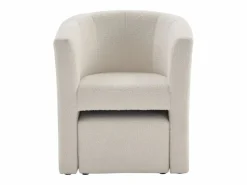 Hot Vente-unique Sillón y puf de tela de rizo estilo clásico atemporal JOVANA Blanco