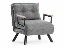 New Menzzo Sillón-Cama – 175 cm x 60 cm – – Metal y Tela de Lino Gris claro