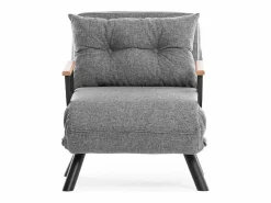 New Menzzo Sillón-Cama – 175 cm x 60 cm – – Metal y Tela de Lino Gris claro