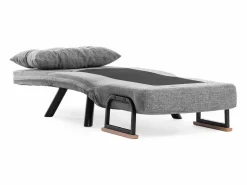 New Menzzo Sillón-Cama – 175 cm x 60 cm – – Metal y Tela de Lino Gris claro