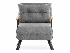 New Menzzo Sillón-Cama – 175 cm x 60 cm – – Metal y Tela de Lino Gris claro
