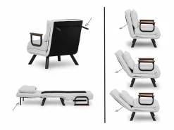 Sale Menzzo Sillón-cama de 1 plaza – color marrón claro – estructura 100% metal – tejido de lino Marru00f3n