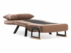 Sale Menzzo Sillón-cama de 1 plaza – color marrón claro – estructura 100% metal – tejido de lino Marru00f3n
