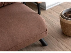 Sale Menzzo Sillón-cama de 1 plaza – color marrón claro – estructura 100% metal – tejido de lino Marru00f3n