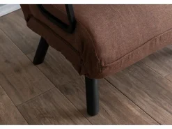 Sale Menzzo Sillón-cama de 1 plaza – color marrón claro – estructura 100% metal – tejido de lino Marru00f3n