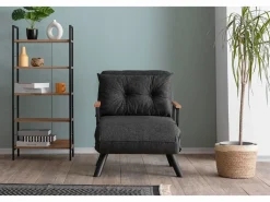 Menzzo Sillón-cama de 1 plaza – oscuro – metalizado Gris