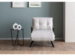 Sale Sillón-cama de 1 plaza – 175x60 cm – Blanco – Metal y tela afelpada Sillón Escandinavo
