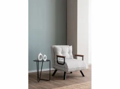 Sale Sillón-cama de 1 plaza – 175x60 cm – Blanco – Metal y tela afelpada Sillón Escandinavo