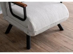 Sale Sillón-cama de 1 plaza – 175x60 cm – Blanco – Metal y tela afelpada Sillón Escandinavo