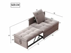 Sillón/sofá cama convertible - Respaldo regulable - Tejido de lino Sillón Cama