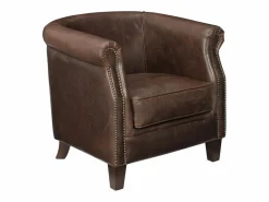 Vente-unique sillon club de piel envejecida ENGUERRAND