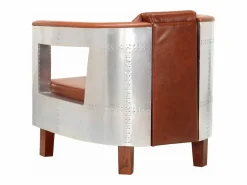 Discount Clicnbuy Sillon de aviador de cuero auténtico marrón Marru00f3n
