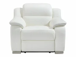Discount Vente-unique Sillon relax eléctrico de piel olor marfil ARENA Blanco