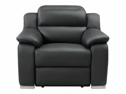 Vente-unique Sillon relax eléctrico de piel en color ARENA
