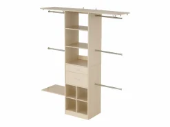 Best Sistema de Armario SucceBuy con 2 Cajones, Organizador de Madera de Altura Ajustable, Colgador de Ropa Equipado con 5 Barras Retráctiles, Acabado Roble Mueble Perchero