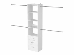 Best Sistema de Armario SucceBuy con 3 Cajones, Sistema de Organización de Armario de Madera de Altura Ajustable, Colgador de Ropa para Almacenamiento de Dormitorio Blanco