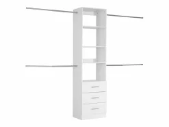 Best Sistema de Armario SucceBuy con 3 Cajones, Sistema de Organización de Armario de Madera de Altura Ajustable, Colgador de Ropa para Almacenamiento de Dormitorio Blanco