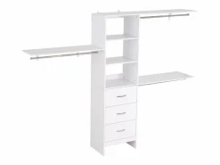 Sistema de Armario SucceBuy con 3 Cajones, Sistema de Organización de Armario de Madera de Altura Ajustable, Colgador de Ropa para Almacenamiento de Dormitorio