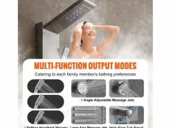 Outlet Sistema de Torre de Panel de Ducha SucceBuy, Conjunto de Ducha Acero Inoxidable, con 6 Modos, Pantalla LED Columna De Ducha