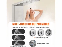 Hot Sistema de Torre de Panel de Ducha SucceBuy, 6 Modos, LED y Pantalla Digital, Acero Inoxidable con Efecto de Lluvia Columna De Ducha