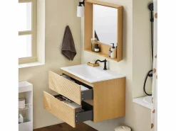 Sobuy BZR198-N Conjunto de Muebles de baño 2 piezas Armario Colgante + Espejo