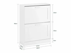 Outlet Sobuy FSR137-W Zapatero estrecho con 2 Solapas 60 x 25 x 80 cm Blanco