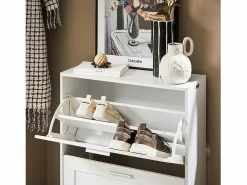 Outlet Sobuy FSR137-W Zapatero estrecho con 2 Solapas 60 x 25 x 80 cm Blanco