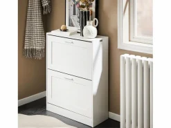 Outlet Sobuy FSR137-W Zapatero estrecho con 2 Solapas 60 x 25 x 80 cm Blanco