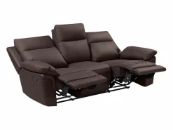 Clearance Vente-unique Sofá 3 pl relax: manual de piel de búfalo marrón PAKITA Marru00f3n chocolate