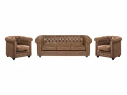 Best Sofá 3 plazas + 2 sillones CHESTERFIELD Microfibra Conjunto Sofá Y Sillón
