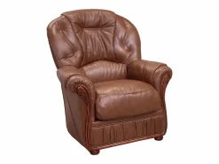 Sale Sofá 3+1 plazas 100% piel de búfalo DAPHNE - Marrón Conjunto Sofá Y Sillón