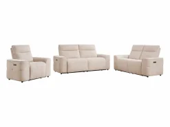 Vente-unique Sofá 3 plazas, 2 plazas y sillón relax eléctrico en chenilla SCAMOCO