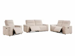 Vente-unique Sofá 3 plazas, 2 plazas y sillón relax eléctrico en chenilla SCAMOCO