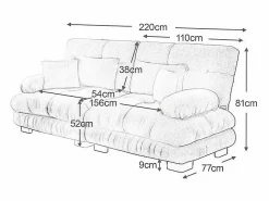 Sofá 2 plazas - con 4 cojines - estructura madera maciza + tejido felpa - 220x77x81cm Todos Los Sofás|Sofá De Terciopelo