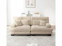 Sofá 2 plazas - con 4 cojines - estructura madera maciza + tejido felpa - 220x77x81cm Todos Los Sofás|Sofá De Terciopelo