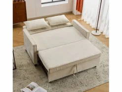 Online Sofá 2 plazas - Sofá de salón con respaldo regulable y función cama nido - 2 cojines y reposabrazos - chenilla Beige